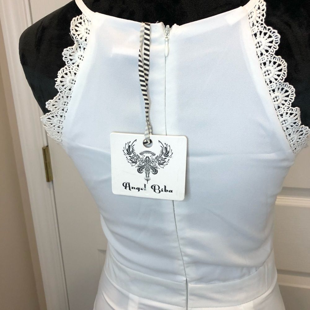 NWT Angel Biba white eyelet spaghetti strap dress - Picture 7 of 16